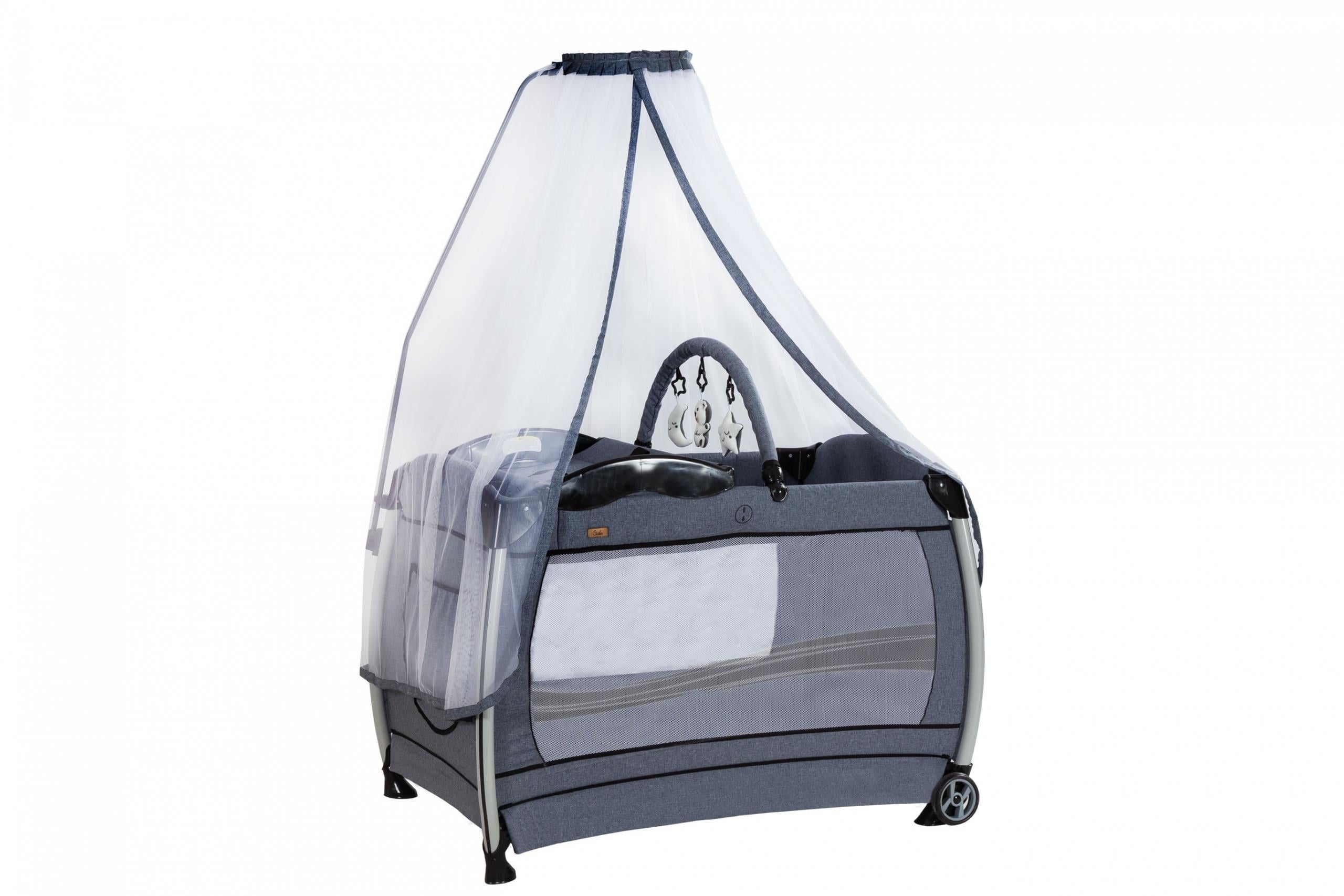 Ciciko C-1000 Velar Tüllü Bebek Oyun Parkı Park Yatak Beşik 70x110 cm- Gri