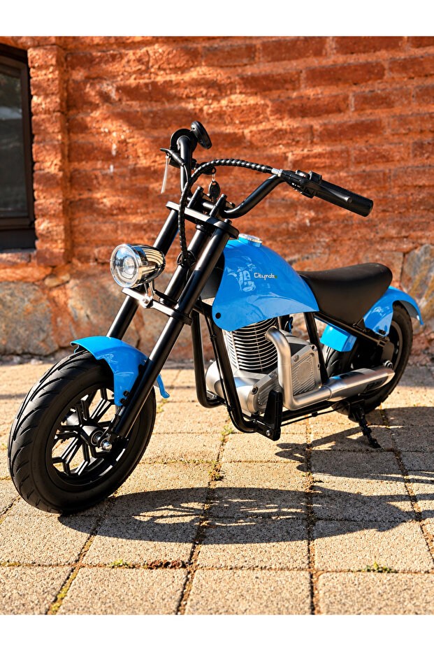 CityMate 36V 180W Chopper Akülü Motor Elden Gazlı Dumanlı Şişme Lastikli Lityum pilli CMT, one size Mavi