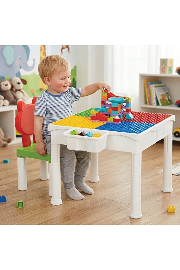 Funcy Toys 3 in 1 Aktivite Masa Seti 48 Parça Bloklu Toplam 70 Parça Duplo Seri Uyumlu