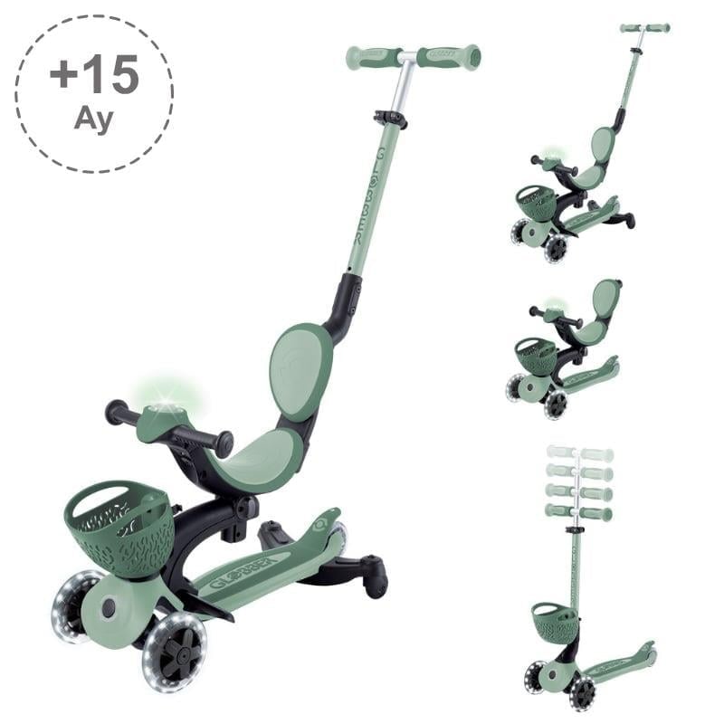 Globber Go Up Baby 360 Işıklı Scooter - Zeytin Yeşili 844-104
