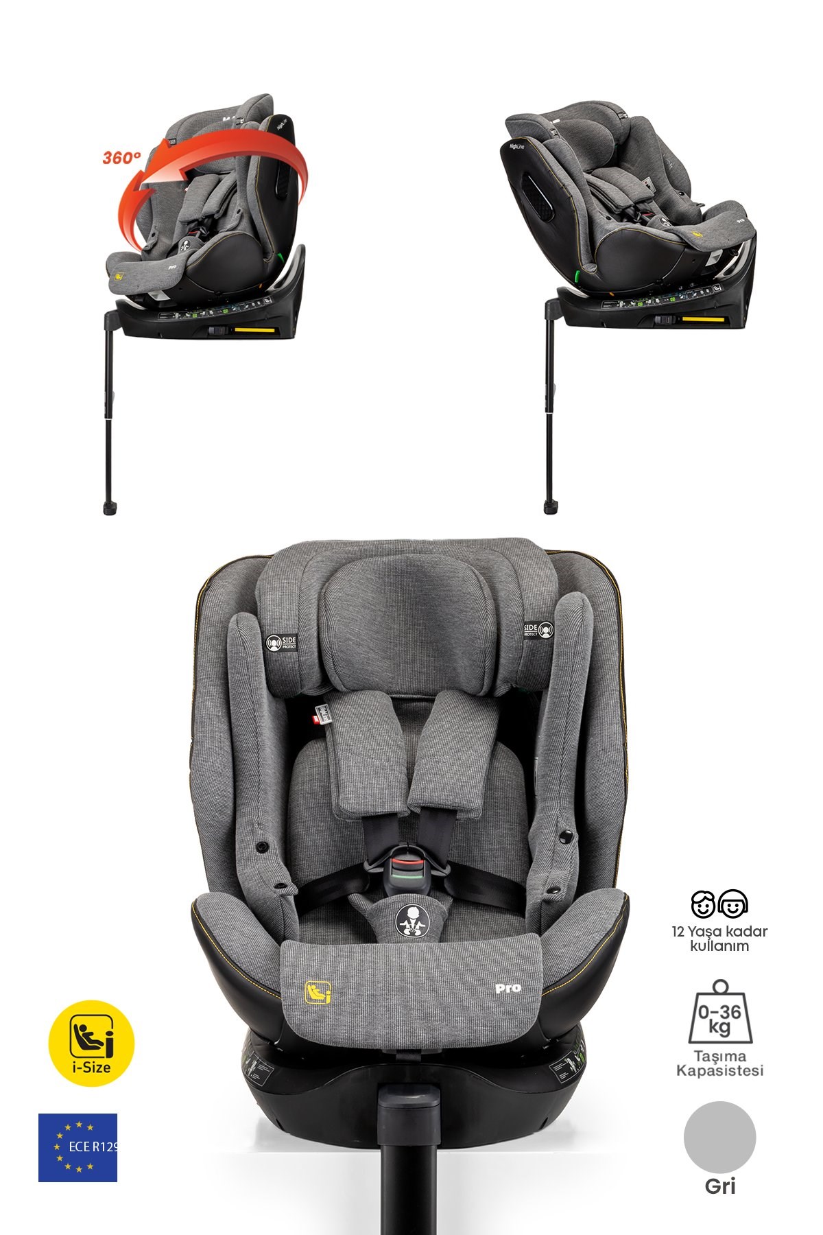 Kanz Highline Pro i-Size Oto Koltuğu Gri