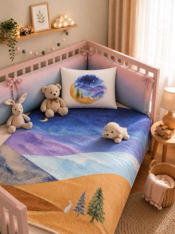 Kanz Home Kanz - Sweet Nest Baskılı  Müslin Set 4 Kat (knz-0069) Knz-0069.Lullaby-----