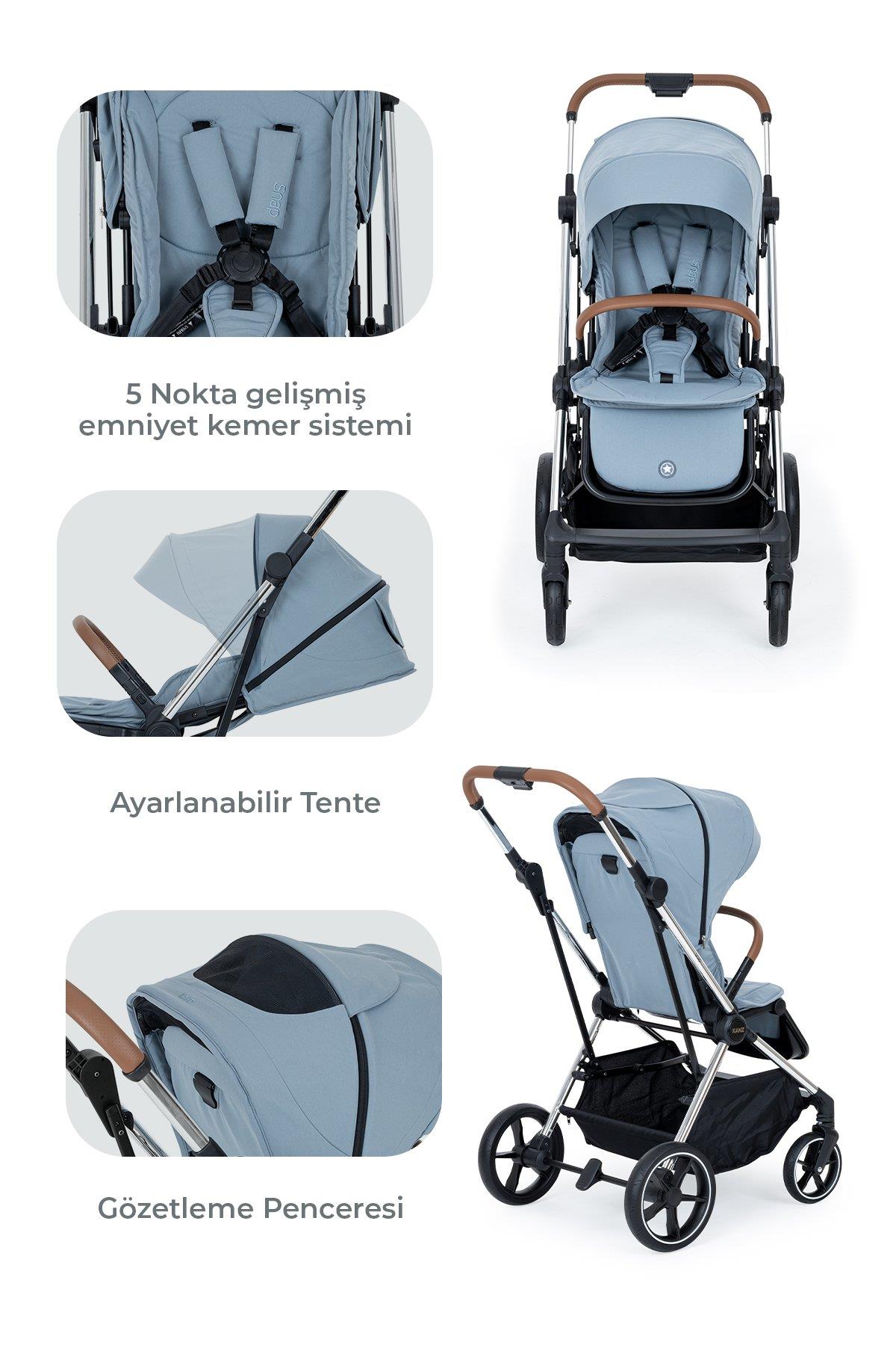 Kanz Snap Autofold Travel Sistem Bebek Arabası Foogy Blue