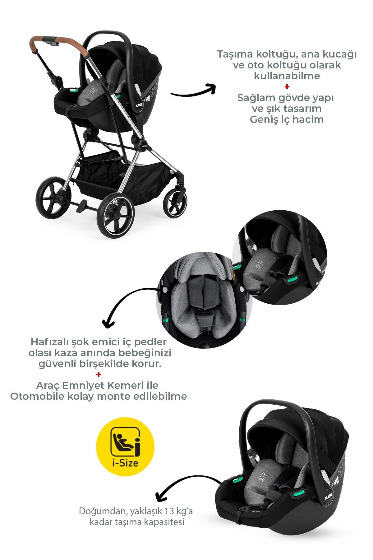 Kanz Snap Autofold Travel Sistem Bebek Arabası Foogy Blue