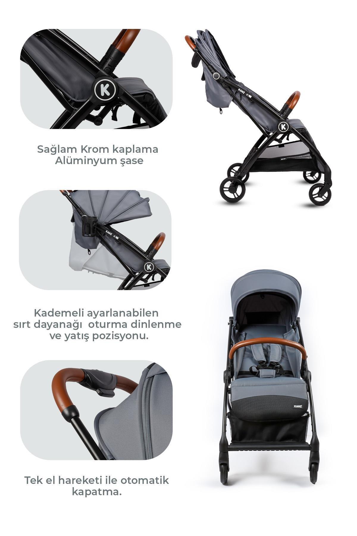 Kanz Xflop Autofold Kabin Boy Bebek Arabası Dark Grey 8681447104975