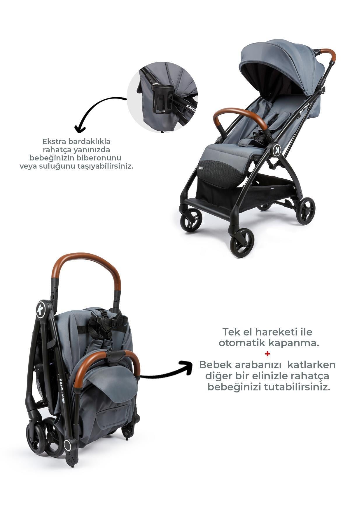 Kanz Xflop Autofold Kabin Boy Bebek Arabası Dark Grey 8681447104975