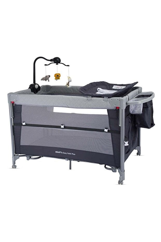 Kraft Baby Easy Fold PLUS Anne Yanı Oyun Parkı 70x110 cm Açık Grey