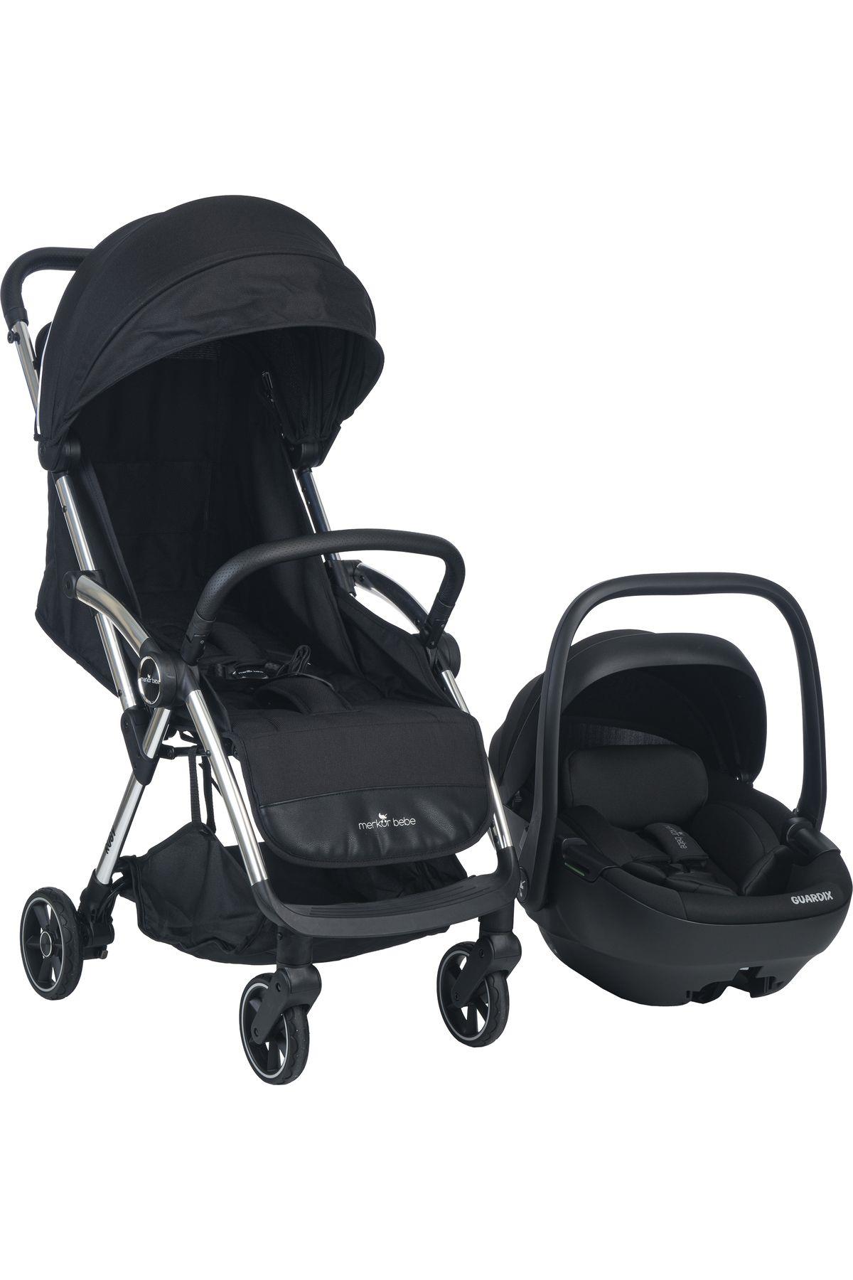 Merkür Bebe Ruby Tek Tuşla Otomatik Katlanan Kabin Boy Travel Sistem Bebek Arabası Siyah
