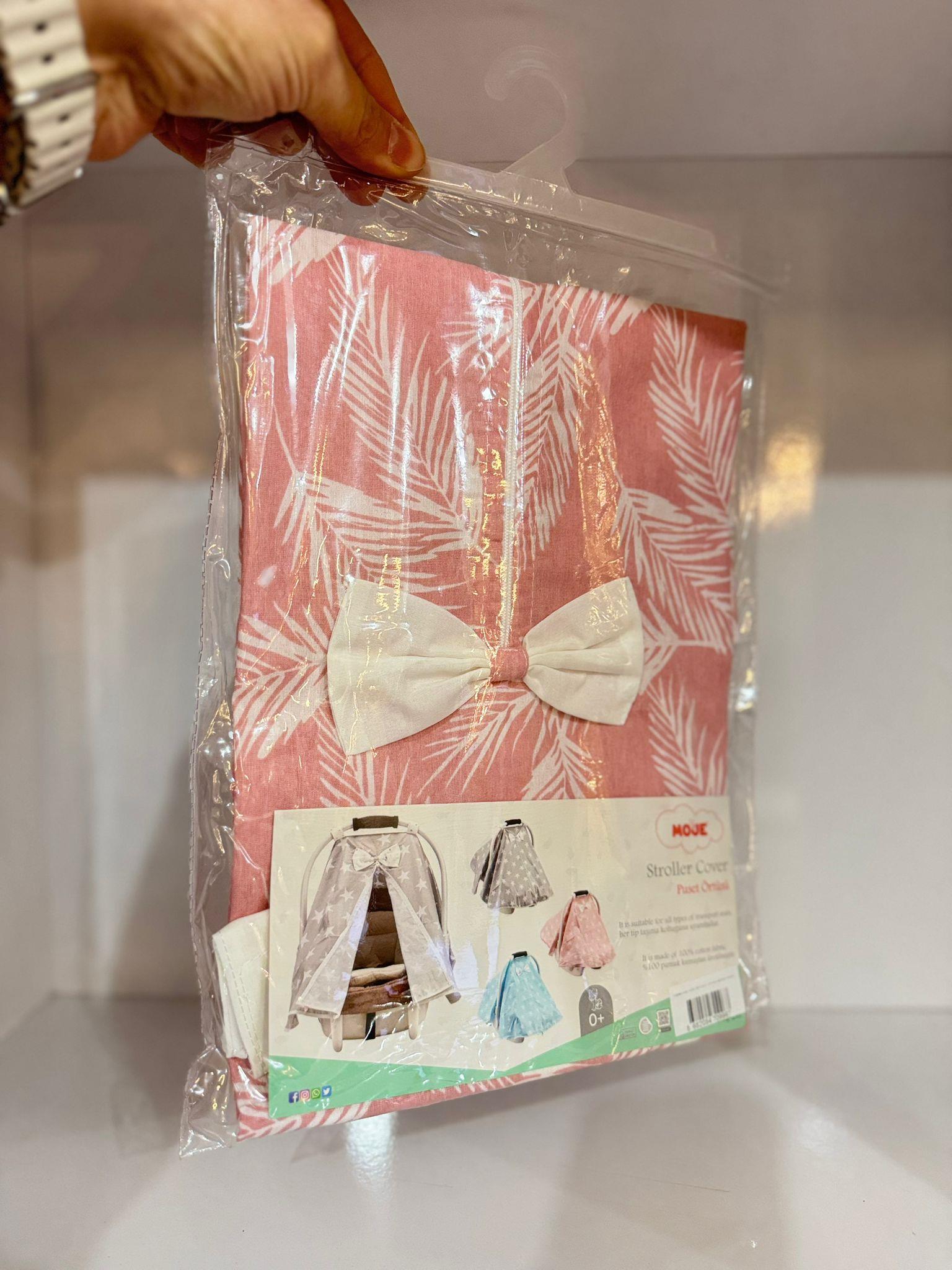 Moje Taşıma Puset Örtüsü Yaprak Desen Pembe