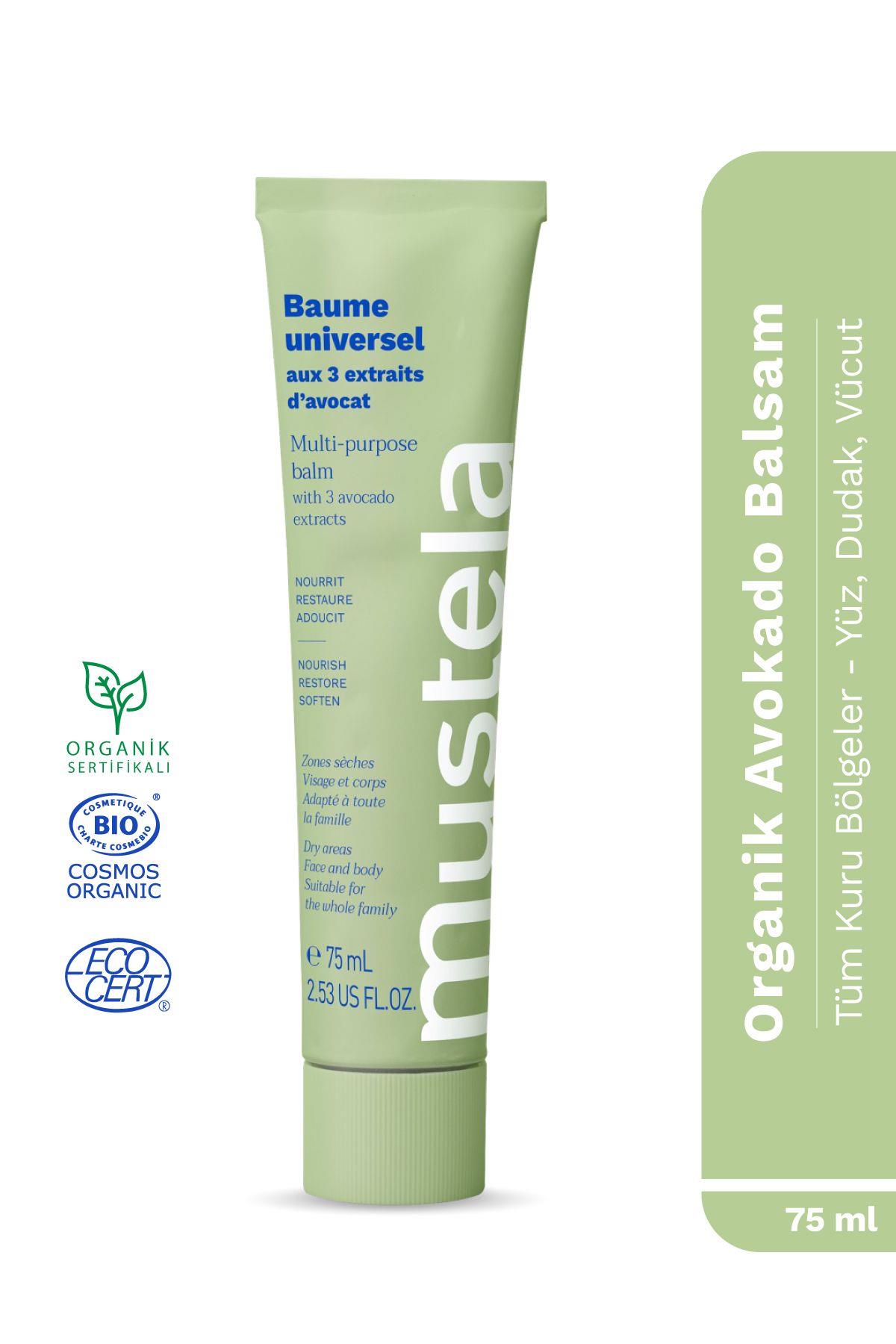 Mustela Organik Sertifikalı 3 Etkili Avokado Balsam Kuru Ciltler Nemlendirici Yüz, El, Dudak 75 ml