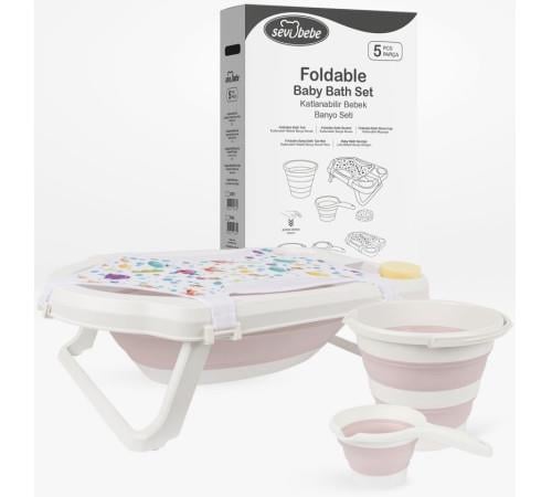 Sevi Bebe 5'Li Katlanabilir Bebek Banyo Seti- Pembe 363-2