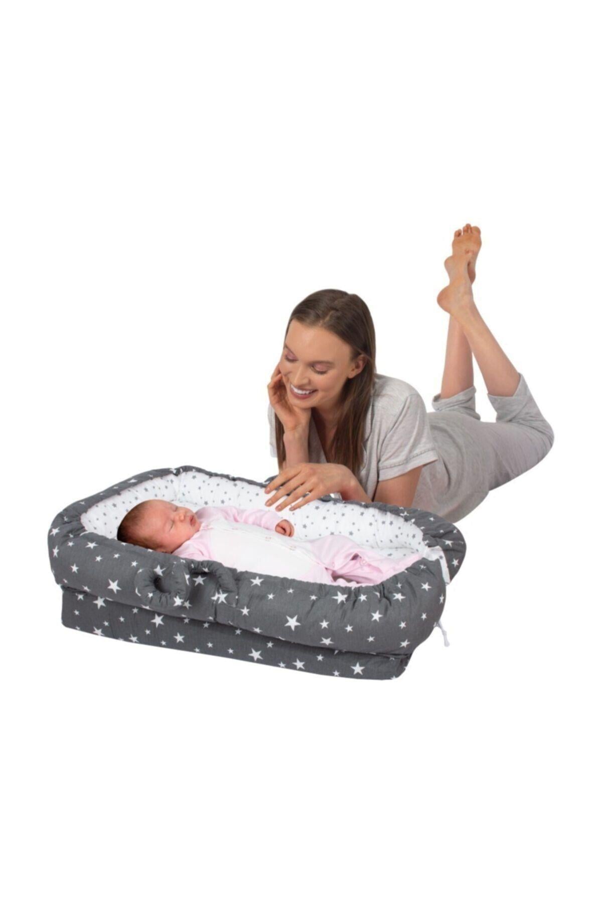 Sevi Bebe Anne Yanı Bebek Reflü Yatağı - Gri Yıldız 273-77