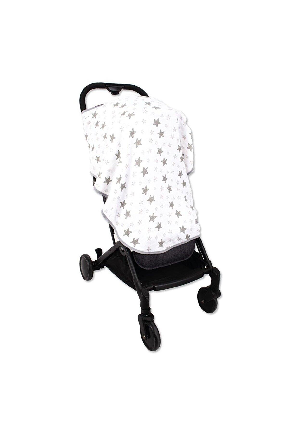 Sevi Bebe Çok Fonksiyonlu Organik Müslin Örtü - Yeni Gri Yıldız 488-73