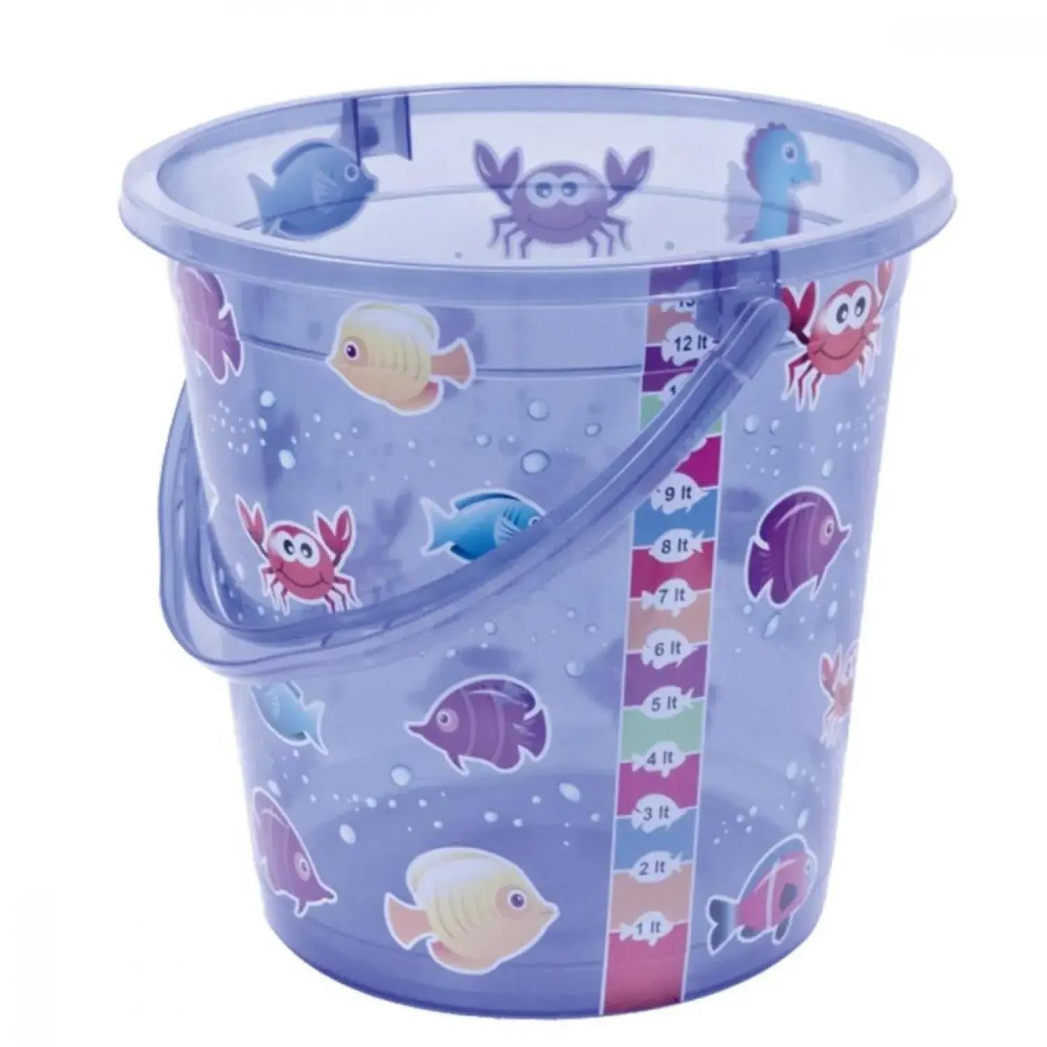 Sevi Bebe Şeffaf Desenli Banyo Kovası 17 lt - Mavi Desenli 100-1