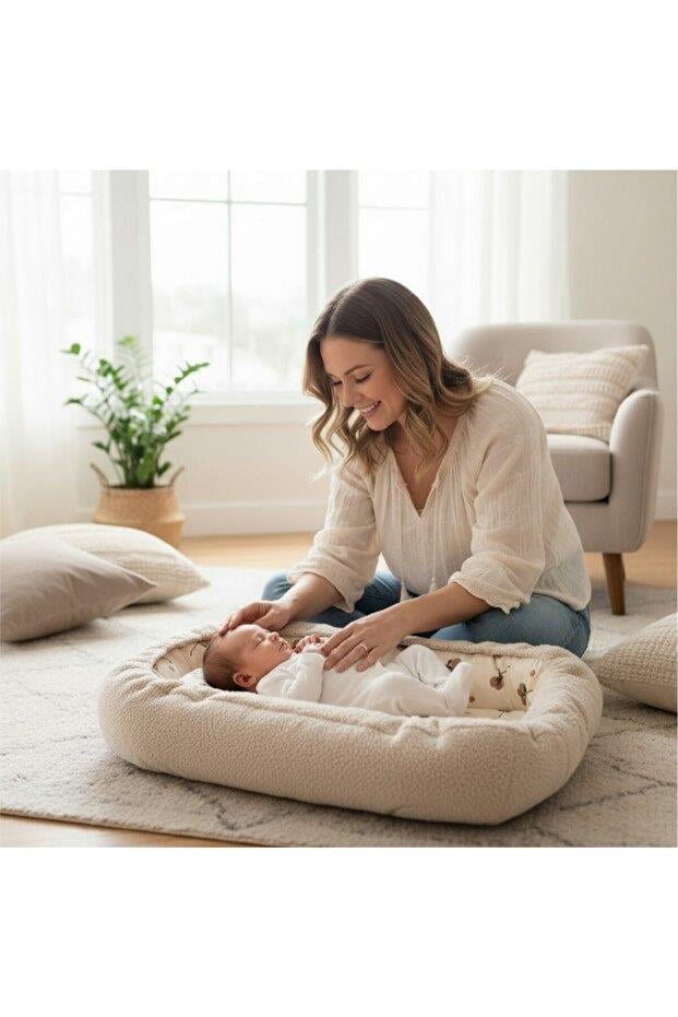 Sevi Bebe Teddy Anne Yanı Yatağı Ekru