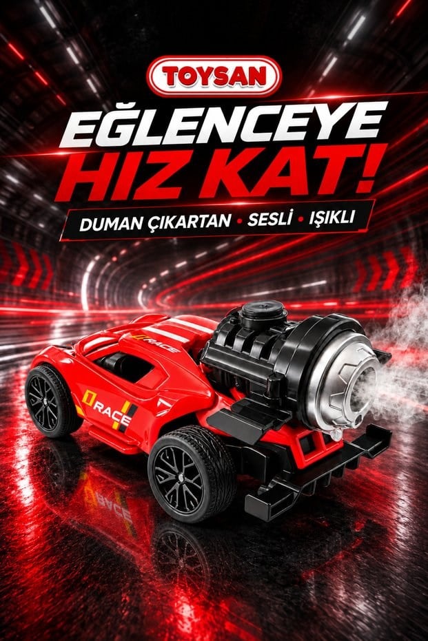 Toysan Duman Çıkartan Sesli Ve Işıklı Araba 1168-2 Karma Renk