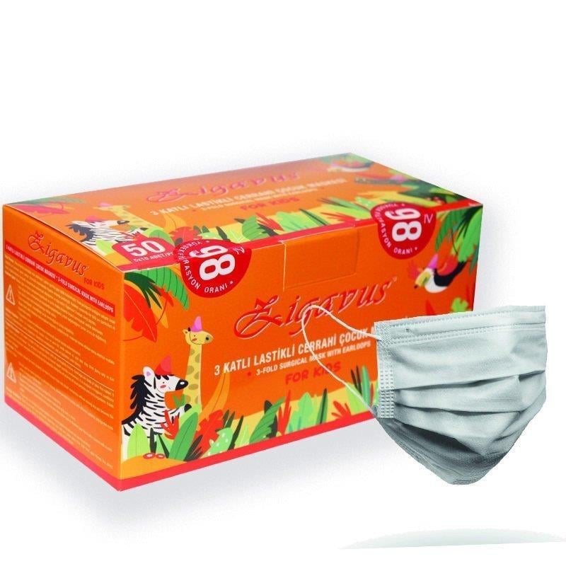 Zigavus Çocuk Full Ultrasonik 3 Katlı Lastikli Telli Maske 5 X 10 Adet