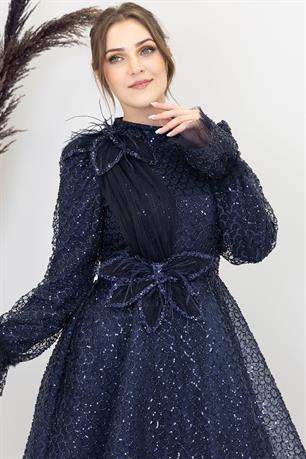 Adel Tesettür Abiye Lacivert