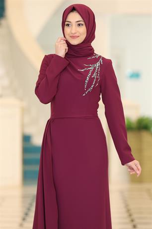 Adel Tesettür Abiye Mürdüm