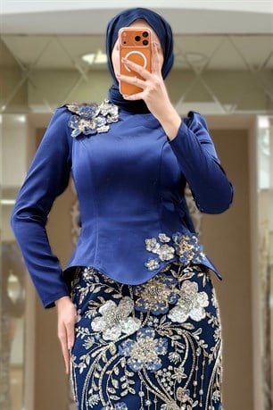 Adelya Tesettür Abiye Lacivert