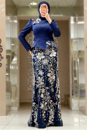 Adelya Tesettür Abiye Lacivert