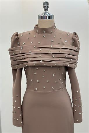 Aden Tesettür Abiye Karamel