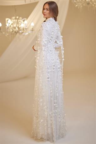 Afife Tesettür Abiye Beyaz