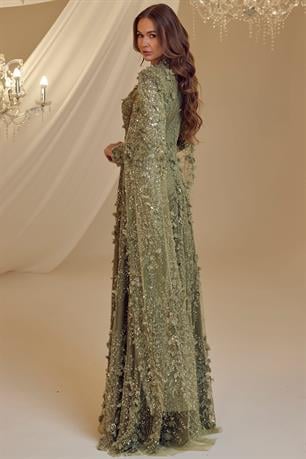 Afife Tesettür Abiye Haki