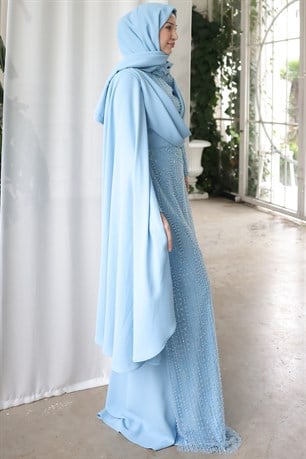 Ahsen Tesettür Abiye Bebe Mavi