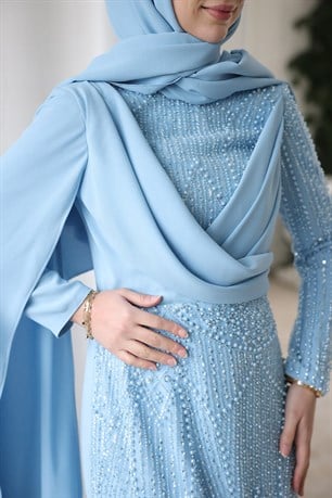 Ahsen Tesettür Abiye Bebe Mavi