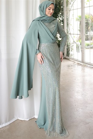 Ahsen Tesettür Abiye Mint