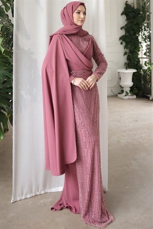 Ahsen Tesettür Abiye Pudra