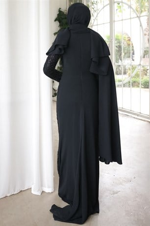 Ahsen Tesettür Abiye Siyah