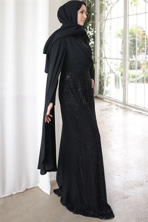 Ahsen Tesettür Abiye Siyah