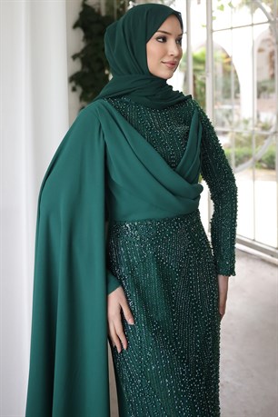 Ahsen Tesettür Abiye Zümrüt
