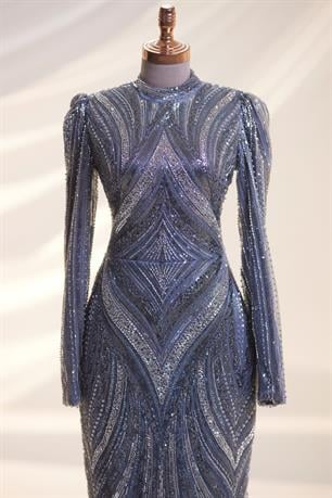 Alanur Tesettür Abiye Gri