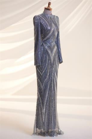 Alanur Tesettür Abiye Gri