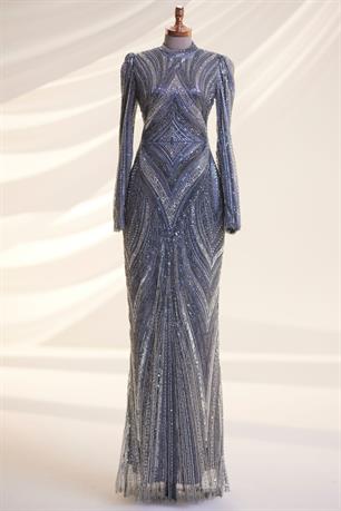 Alanur Tesettür Abiye Gri