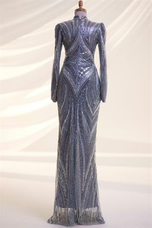 Alanur Tesettür Abiye Gri