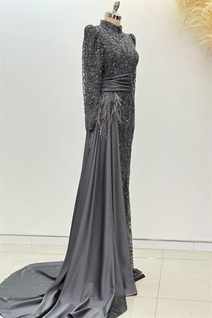 Alessa Tesettür Abiye Antrasit