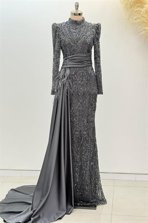 Alessa Tesettür Abiye Antrasit