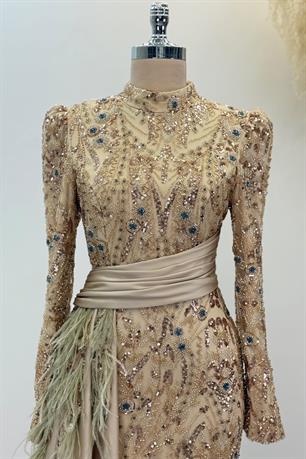 Alessa Tesettür Abiye Gold