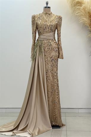 Alessa Tesettür Abiye Gold