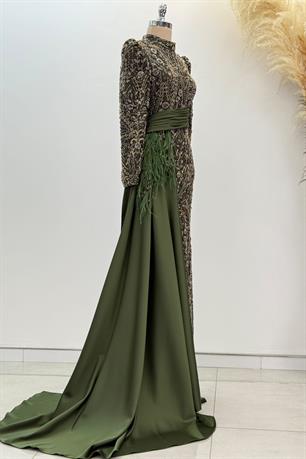 Alessa Tesettür Abiye Haki