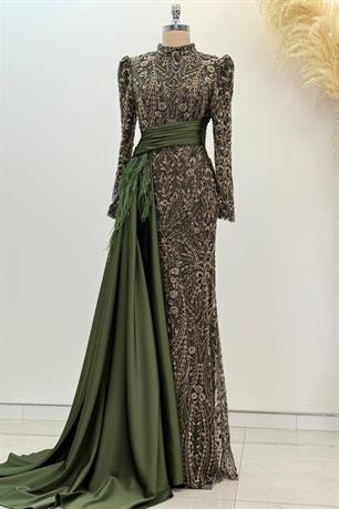 Alessa Tesettür Abiye Haki