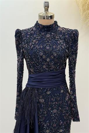 Alessa Tesettür Abiye Lacivert