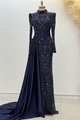 Alessa Tesettür Abiye Lacivert