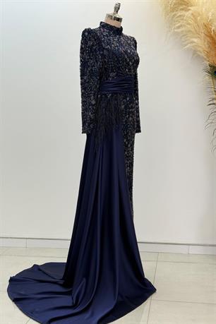 Alessa Tesettür Abiye Lacivert