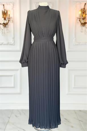 Alina Piliseli Tesettür Abiye Antrasit