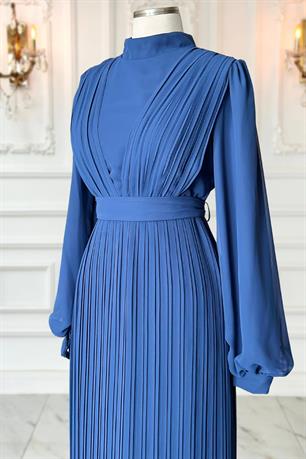 Alina Piliseli Tesettür Abiye İndigo